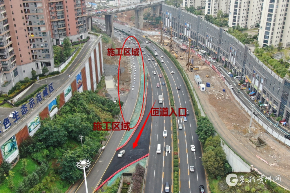 施工隔离区域从brt渔安站开始,一直延伸至渔安立交上北京东路的匝道上