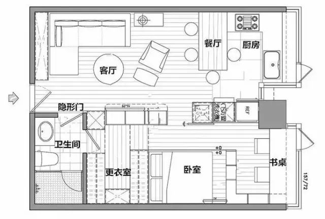 平面图:户型:一室一厅面积:43㎡