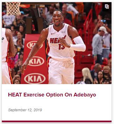 NBA：迈阿密热火将执行<em>阿</em><em>德</em><em>巴</em><em>约</em>第四年球队选项