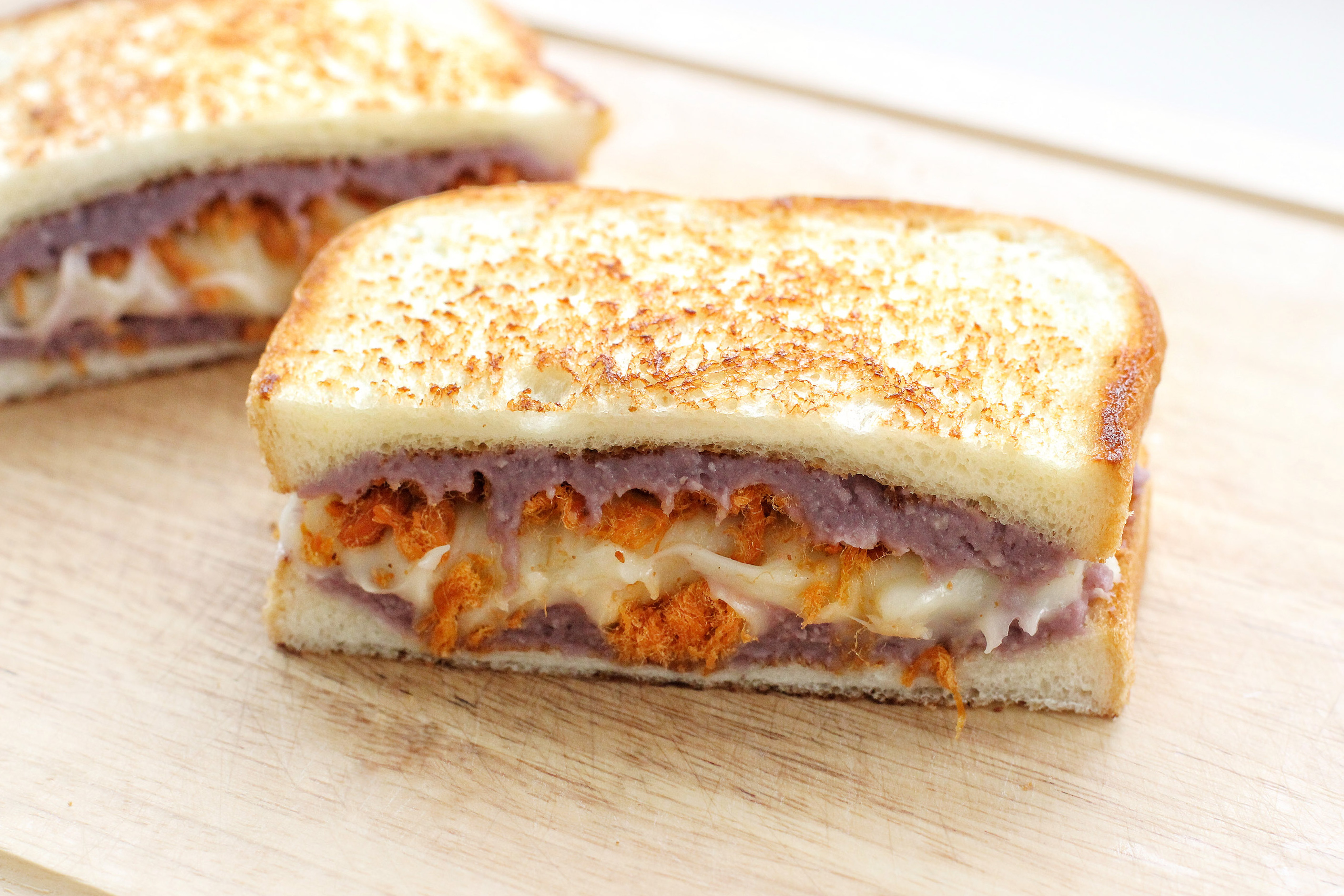 在家自己做芋泥麻薯肉松三明治,再也不用买啦,不比卖的差