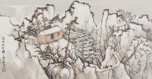 踏雪访友图35cmx70cm