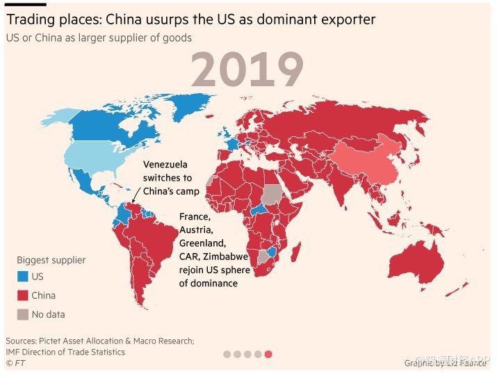 首先来看两幅图,记录的是中国制造在过去10年间对全球市场的攻占.