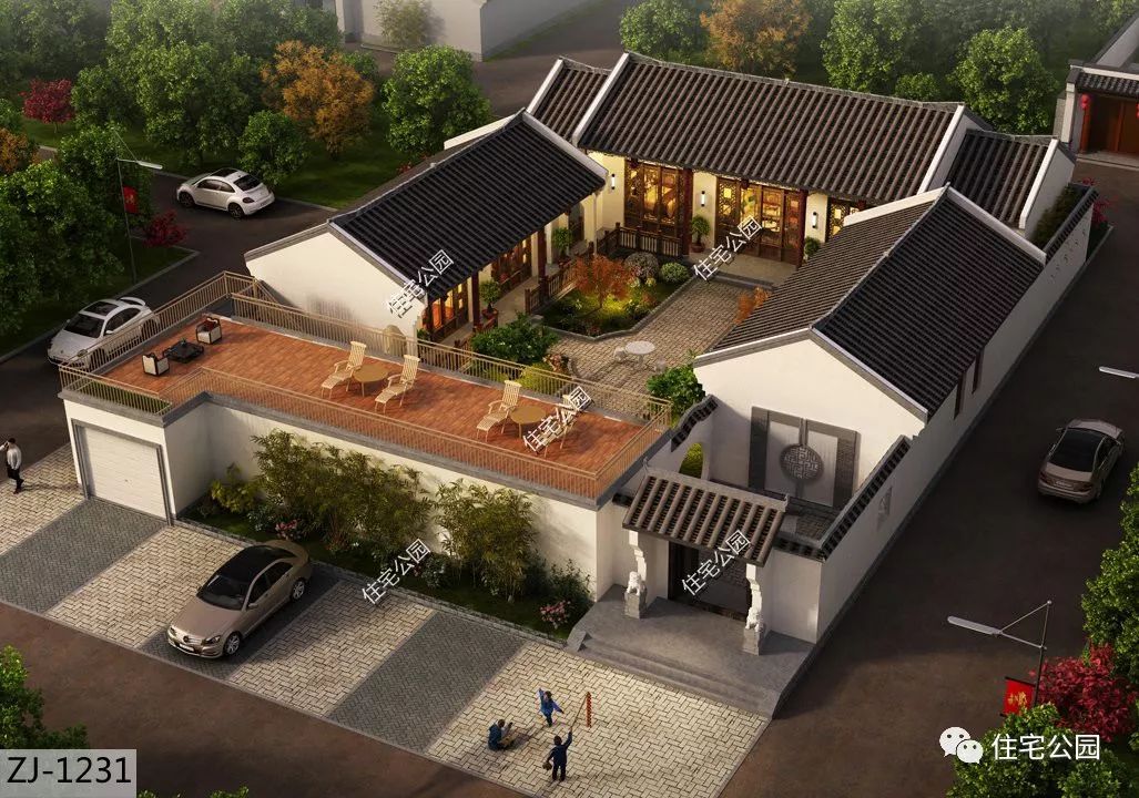 车库 露台,22×30米大美四合院