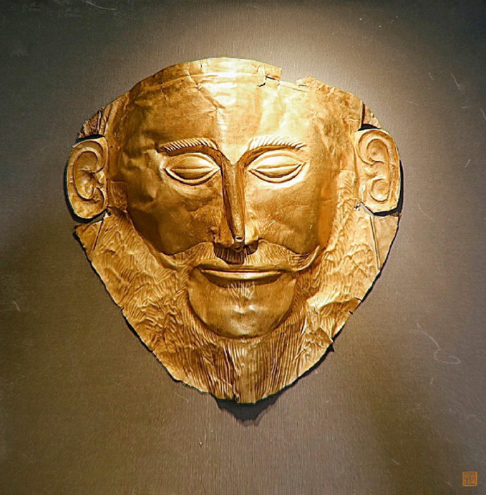 迈锡尼时代的阿伽门农金面具,虽然后来的考古证明,面具的主人并非