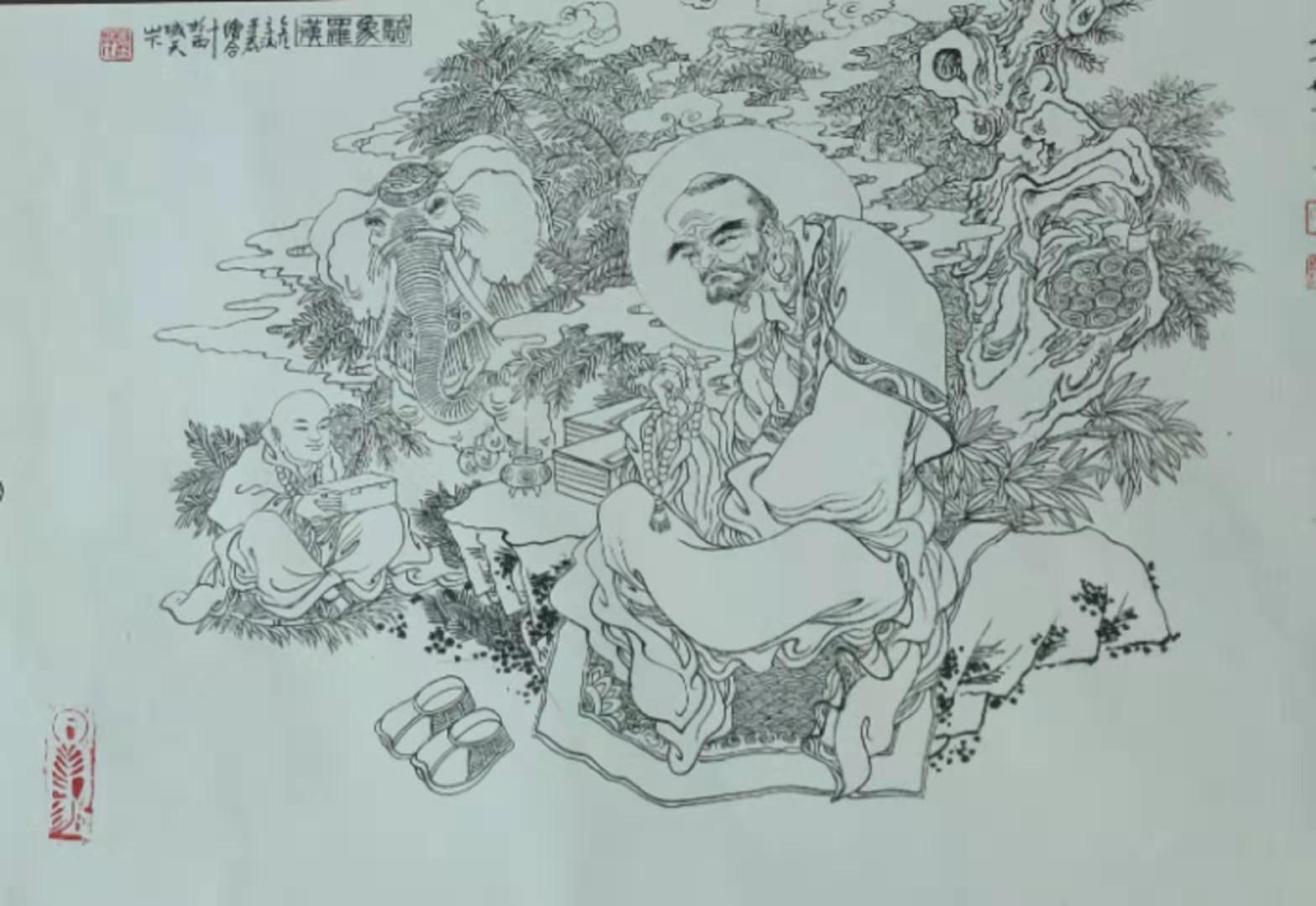 仝兆立先生笔下的十八罗汉图