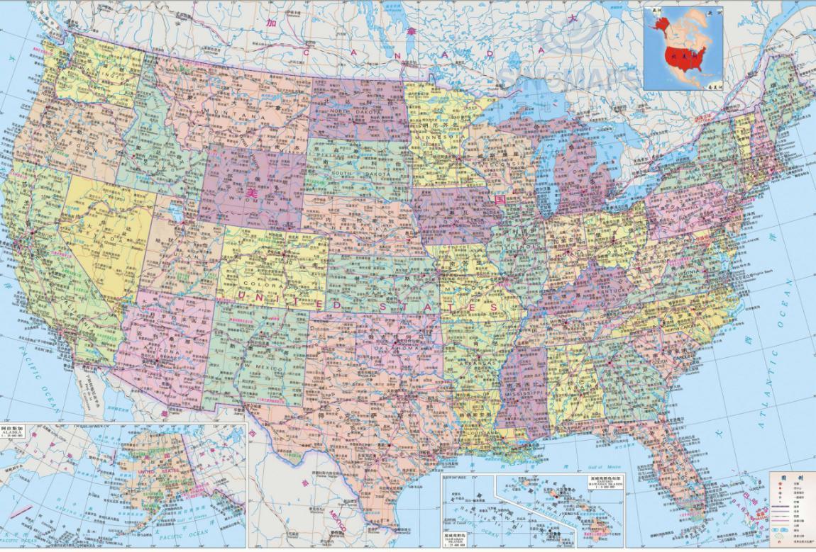 美国地图解体图片