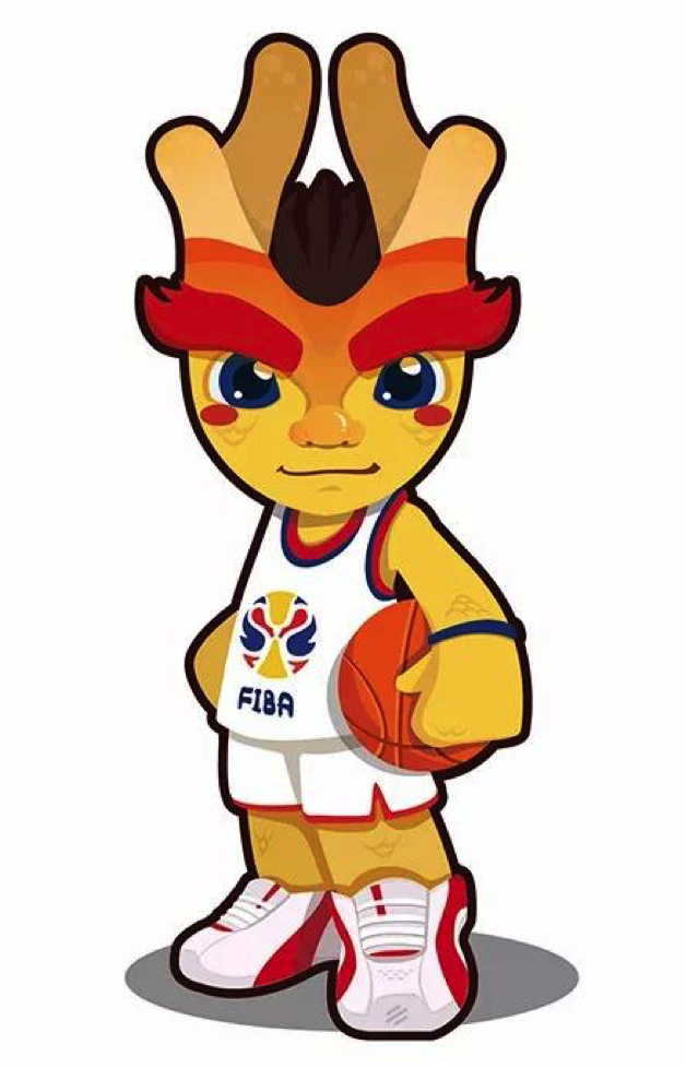 篮球世界杯吉祥物发布仪式上,东道品牌创意集团设计的"梦之子"吉祥物