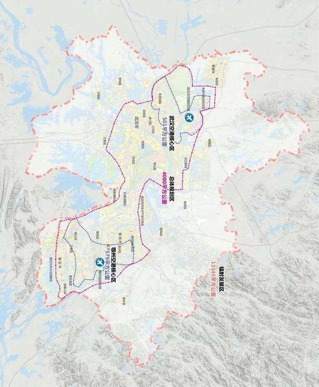 武漢城市圈航空港經濟綜合實驗區範圍示意圖(橫