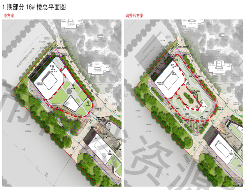 我們在看公示的每層平面圖,1期部分18#裙樓部分1-2層平面圖: 1層商業