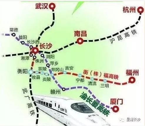 線路起自東南福建設廈門市,向西經過江西贛州市,與京九高鐵共設贛州