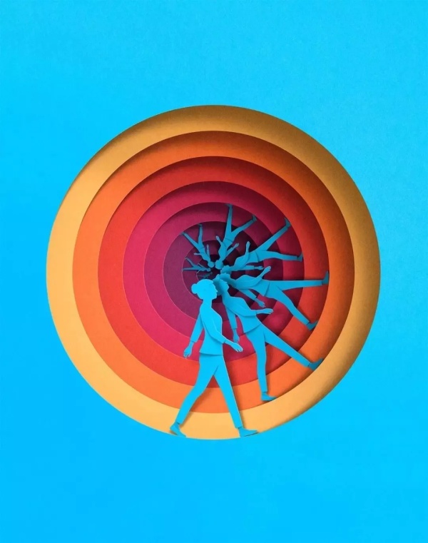 插画师eiko ojala 笔下的纸片人,看似剪纸却并非是剪纸.