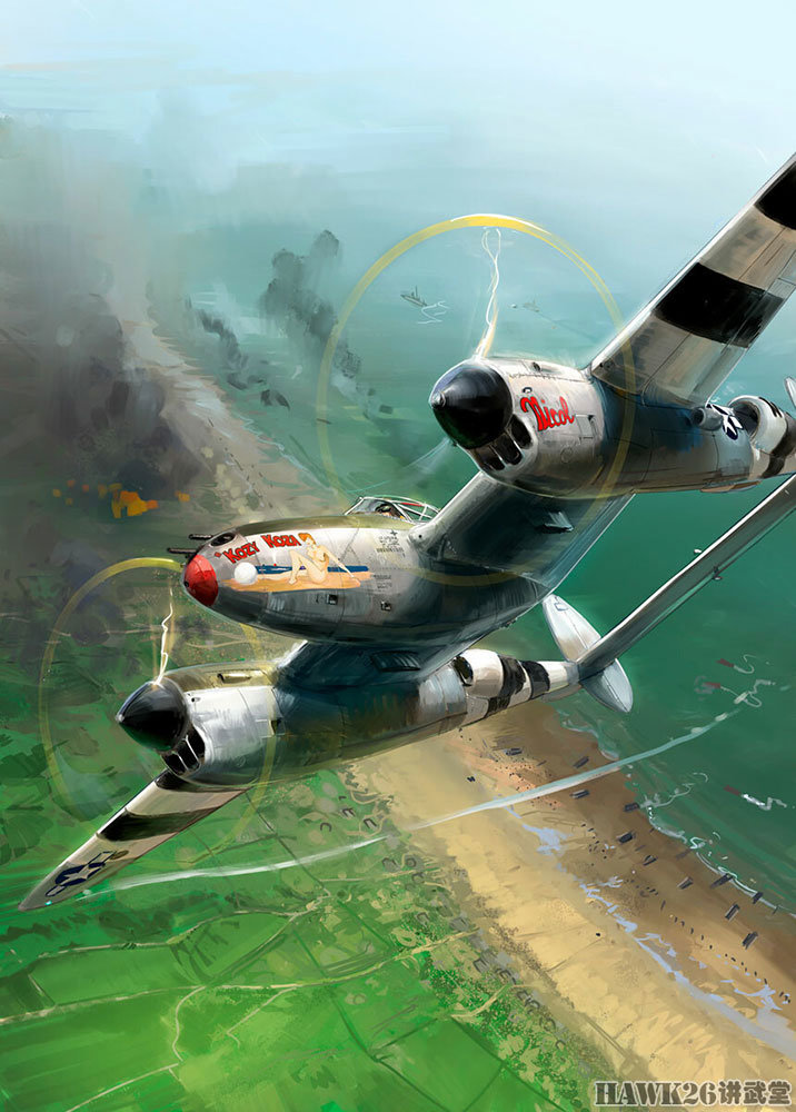 军事绘画欣赏诺曼底上空的p38闪电密林中的虎式重型坦克