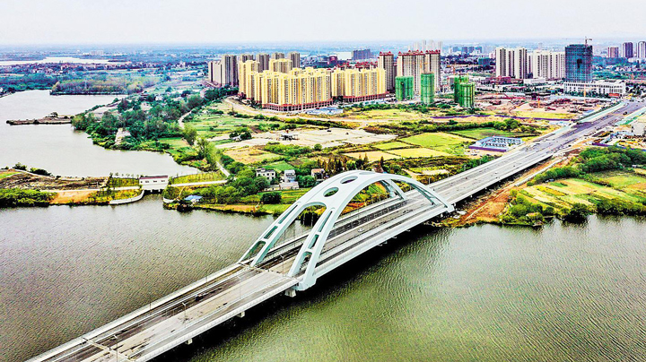 石首建宁大桥试通车