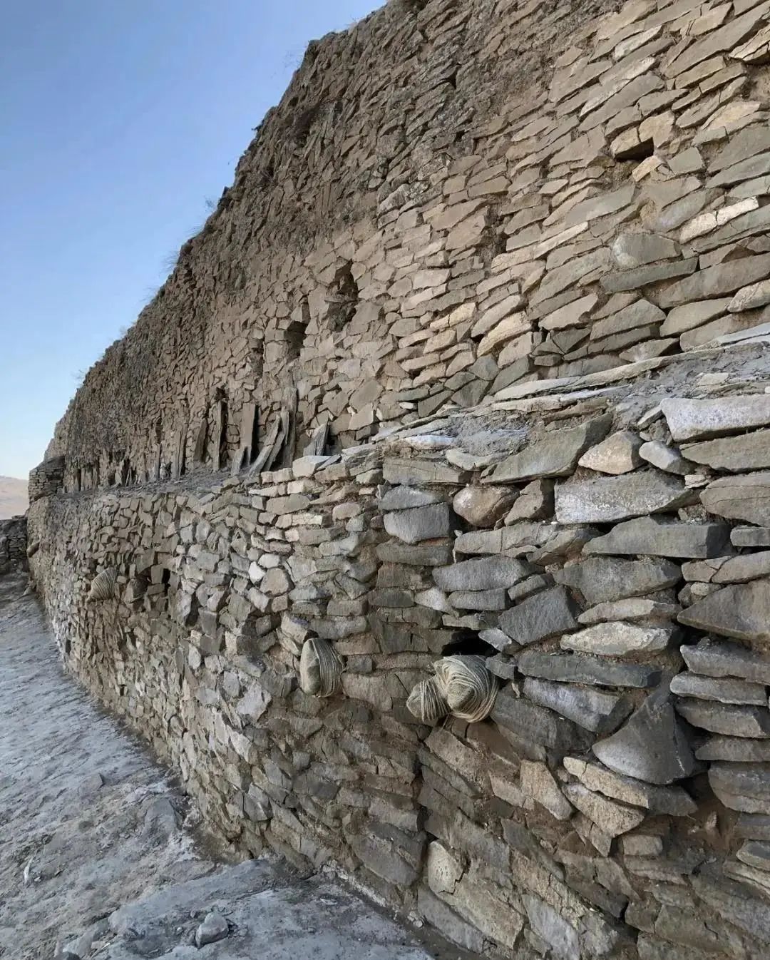 石峁皇城台东护墙北段上部纴木洞