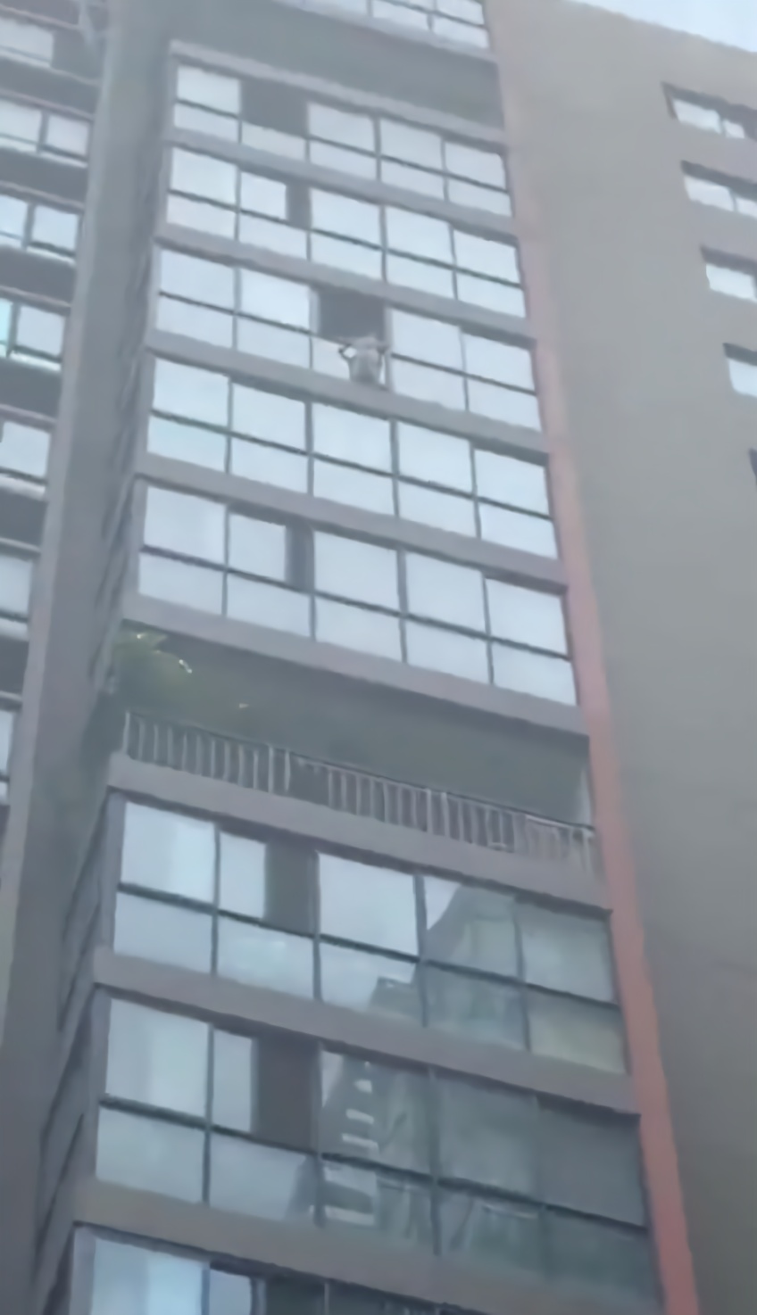 女童贪玩爬窗悬挂在14楼窗外，消防员从16楼索降成功营救