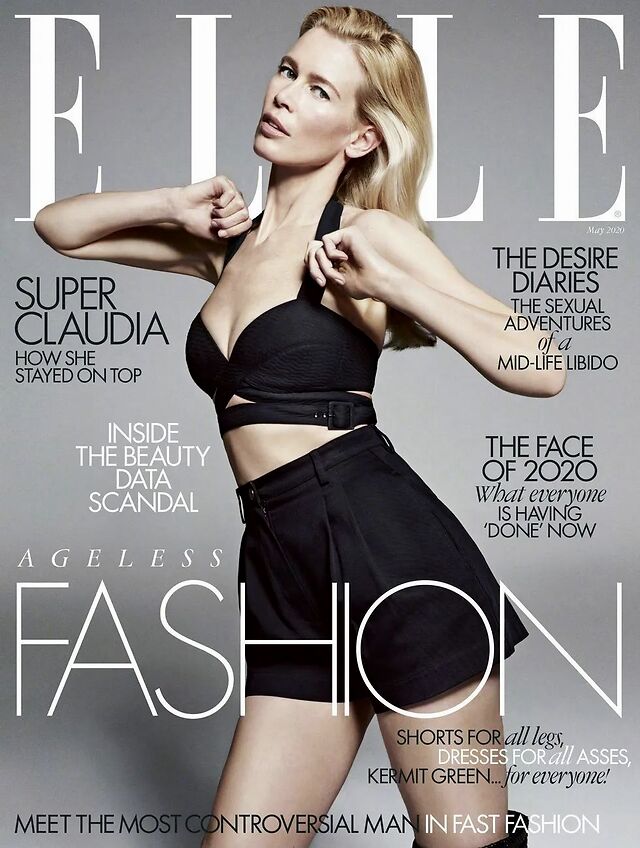 顶级超模Claudia Schiffer登ELLE封面 49岁的雪花风采依旧