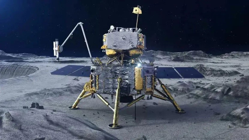 月面上的着陆器与上升器组合体