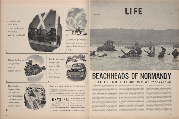 罗伯特·卡帕拍摄的诺曼底登陆照片，刊登于1944年6月19日《生活》杂志。