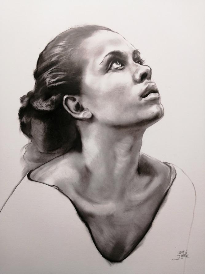 杜建奇作品系列《人像》2,材料:素描,110×80cm,创作年代:2014年.