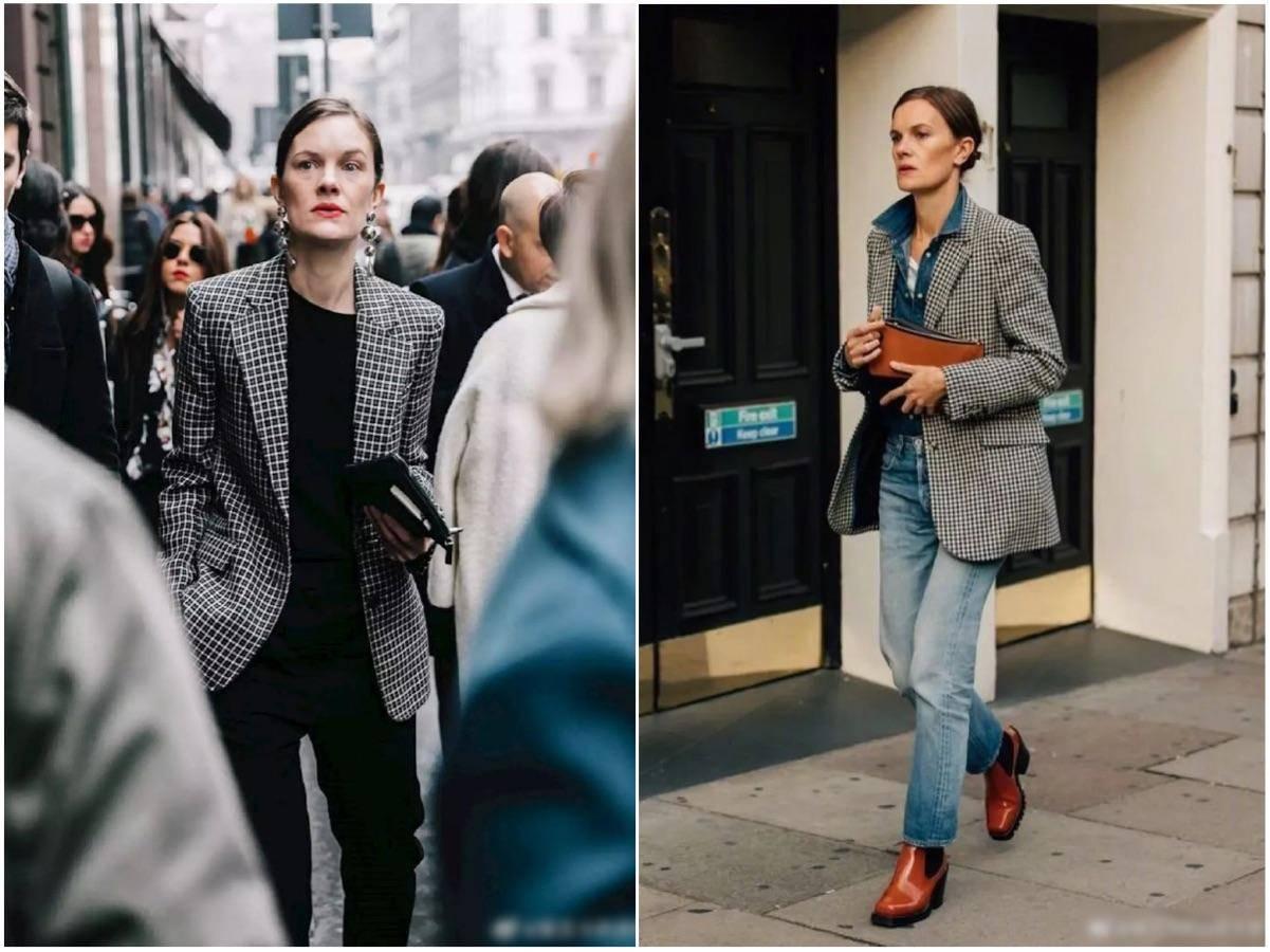 女生穿西装可以有多好看?中性色控的时尚编辑,又飒又美时髦街拍
