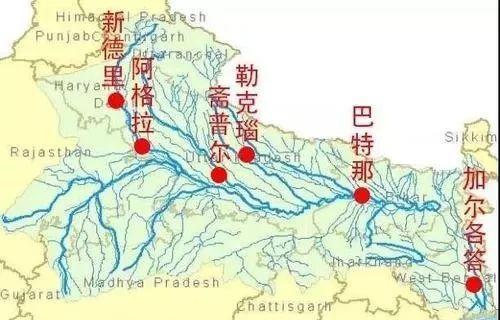 恒河流经的国家地图图片