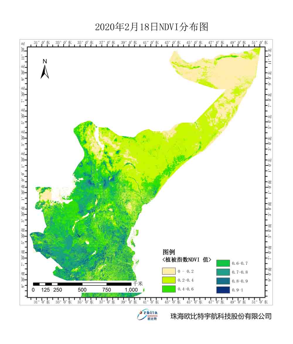 蝗虫监测珠海一号遥感卫星监测非洲之角蝗灾区域