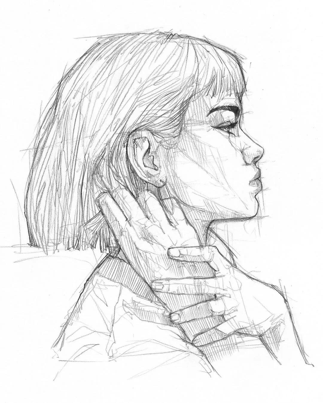 cg原画插画教程排线超棒的人物素描原来素描也能这样美