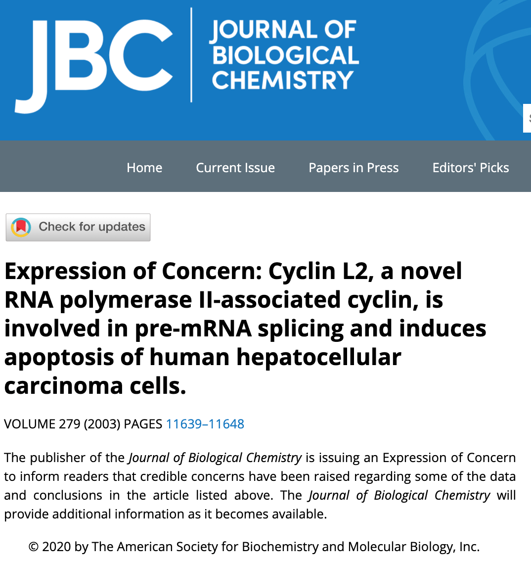 JBC对曹雪涛团队发表的12篇文章发布了编辑关注（图源：JBC）