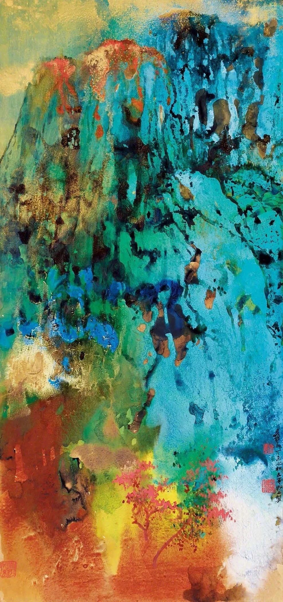 张大千泼彩泼墨山水赏析