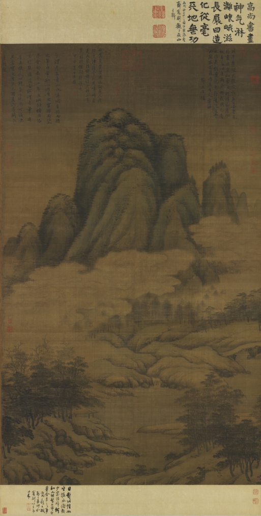 图15 元代,高克恭,云横秀岭图,轴,纸本设色,182.3x106.7厘米,台北故宫博物院藏。