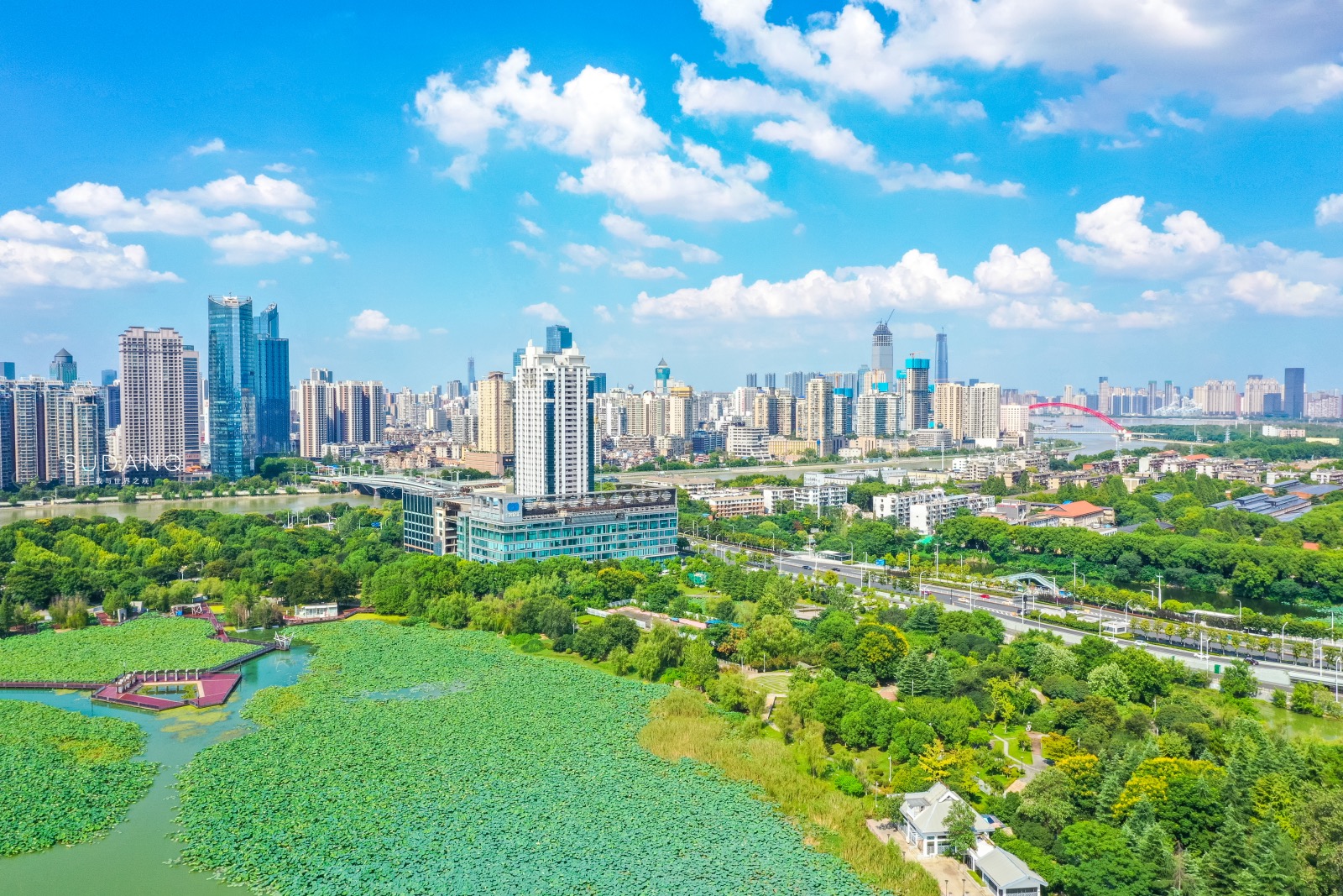 汉阳月湖被誉为武汉市最美客厅城市建筑犹如建在森林中