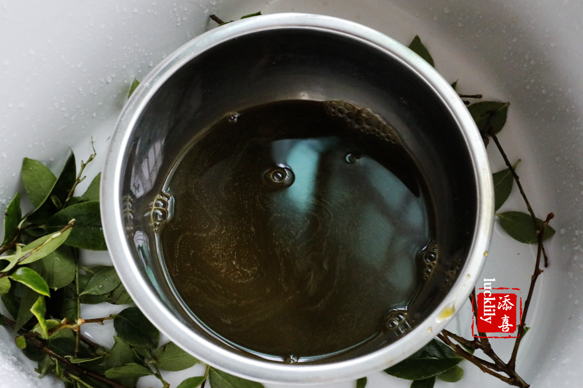 三,出来乌叶汁非常的浓,需要进行过滤后备用