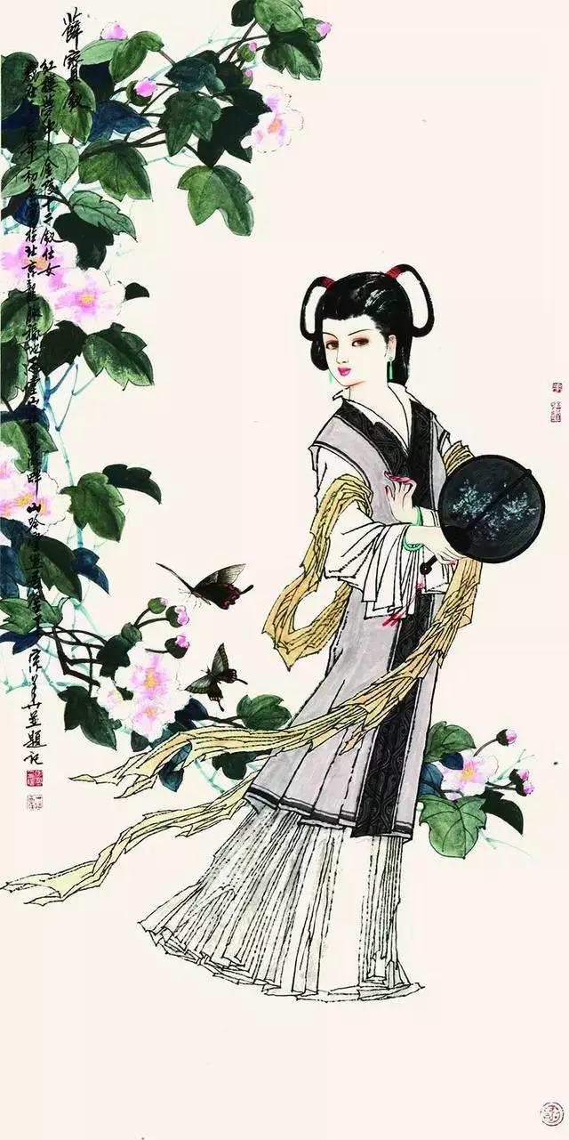《红楼仕女 薛宝钗 》68cm&times;136cm新加坡鳄鱼总裁收藏十二钗