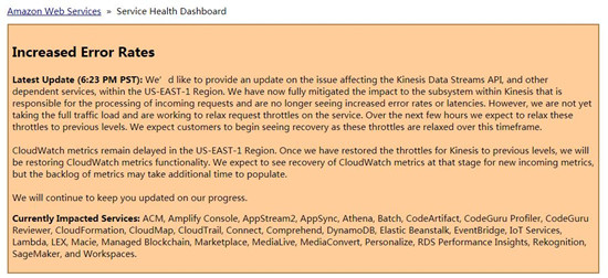 亚马逊云服务aws出现宕机问题众多企业受到影响 凤凰网