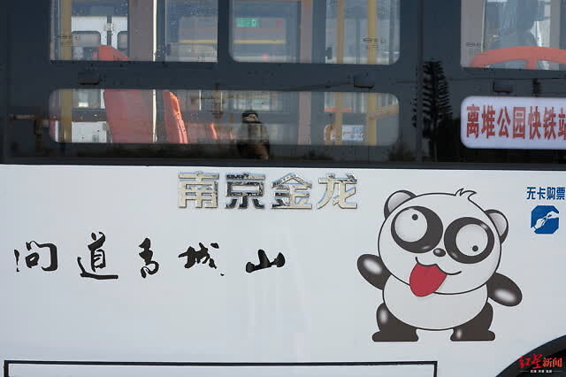 外地游客来到都江堰,看到公交车上的大熊猫形象都很兴奋