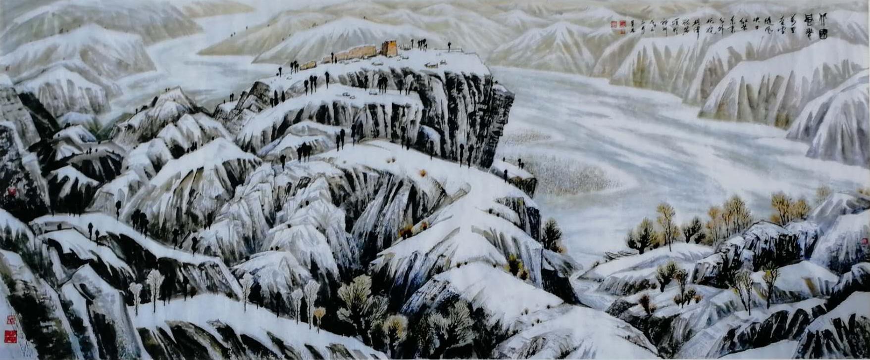 《北国风光》143cm×366 2008年作 此作2011年被人民大会堂收藏