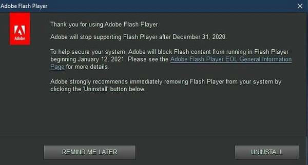 Windows10将永久删除FlashPlayer Flash Player将成为历史