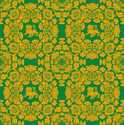 立狮宝花纹(图源:《中国古代丝绸设计素材图系》系列丛书)