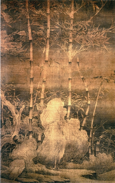 图7 传五代,徐熙,《雪竹图》,轴,绢本墨笔,149.1X99.1厘米,上海博物馆藏。