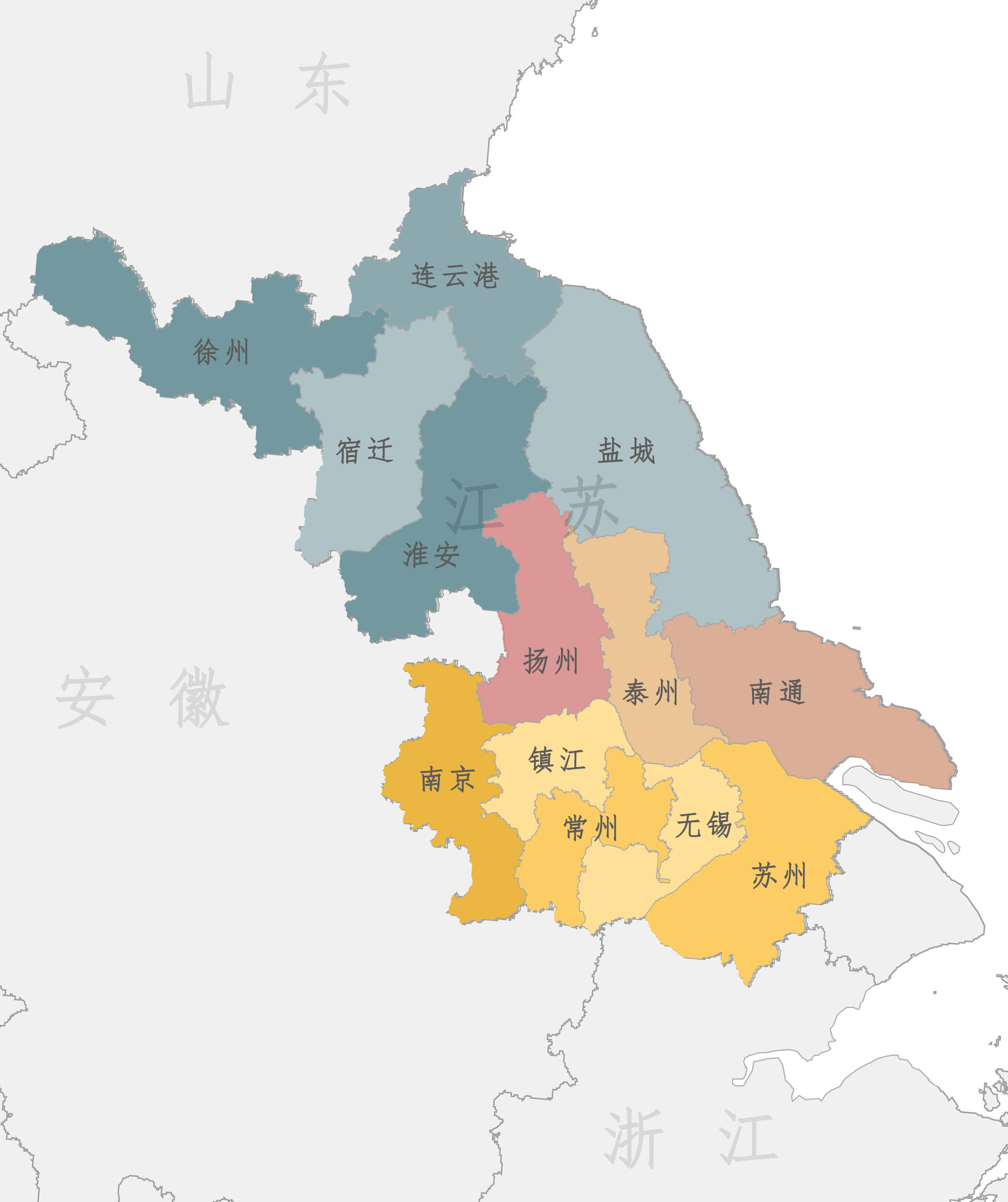 江苏省各市地图分布图片