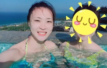 惠若琪泳装皮肤白皙事业线若隐若现网友老杨真有福气