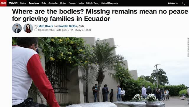 厄瓜多尔疫情：男子从医院的上百具尸体中寻找父亲