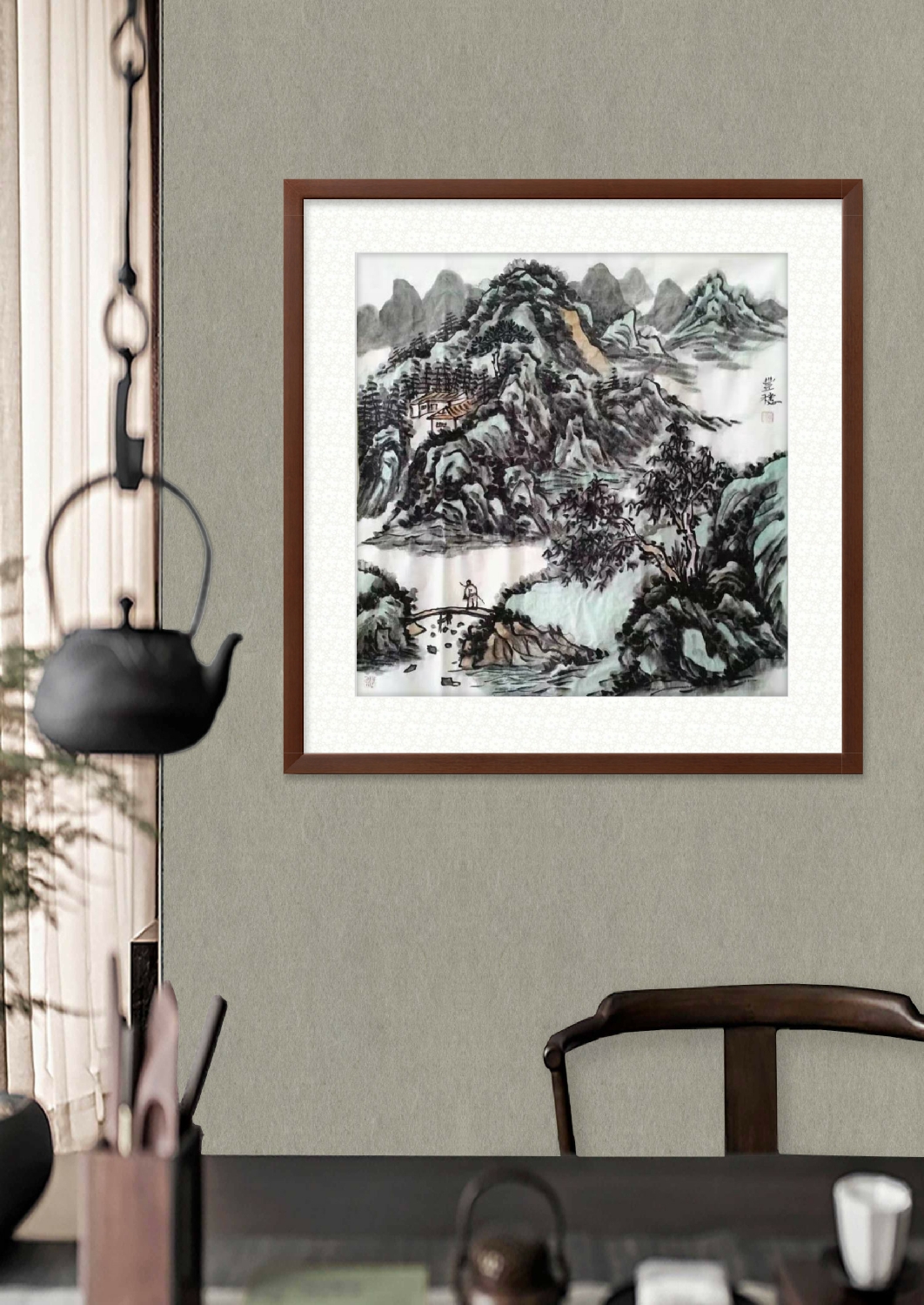 马丰穗国画作品《一帆风顺》室内效果图