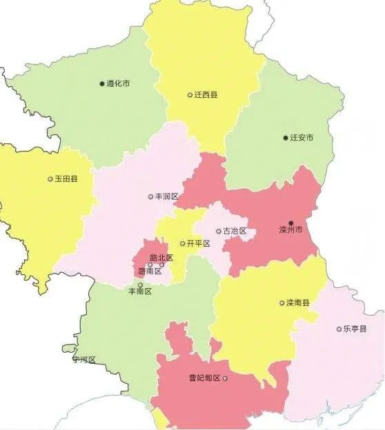 唐山市区片区分布图图片