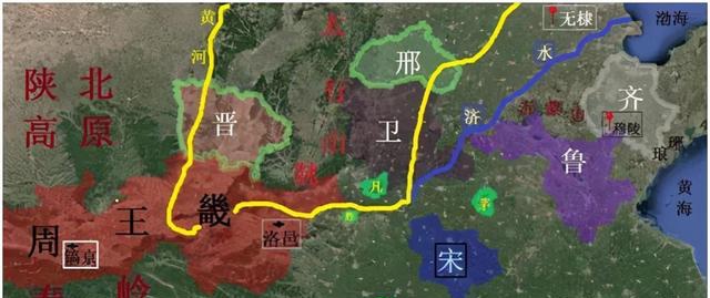 春秋时期,邢国、卫国区位图。