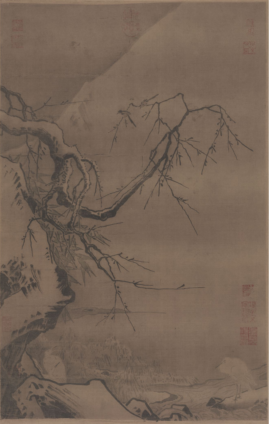 南宋 马远《雪滩双鹭图》