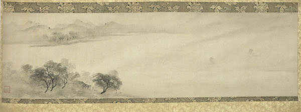 图6 南宋,牧溪,《潇湘八景·远浦归帆》,轴,纸本墨笔,32.3 x 103.6厘米,日本文化厅藏。