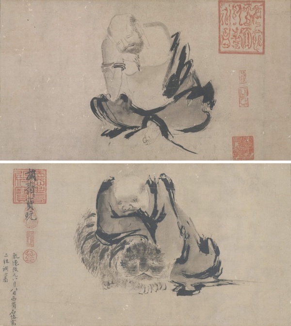 图4北宋,石恪,《二祖调心图》,纸本水墨,35.5x129厘米,日本东京国立博物馆藏。