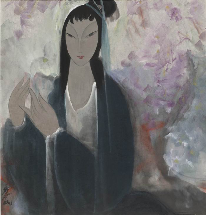林风眠，《侍女》，中国画，68x65cm，中华艺术宫藏