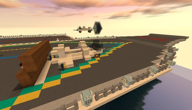 迷你世界:海上霸主"航空母舰"地图鉴赏,拥有14架飞机5辆坦克!